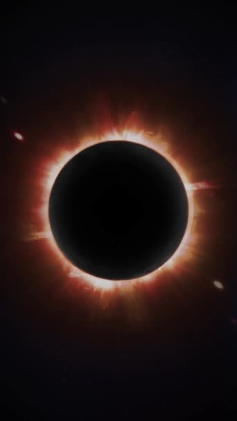 Vertikal Eclipse Med Red Orange Solar Flares Loop Har Sol — Stockvideo