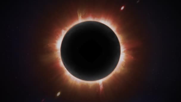 Eclips Met Rood Oranje Zonnevlammen Loop Voorzien Van Een Zon — Stockvideo