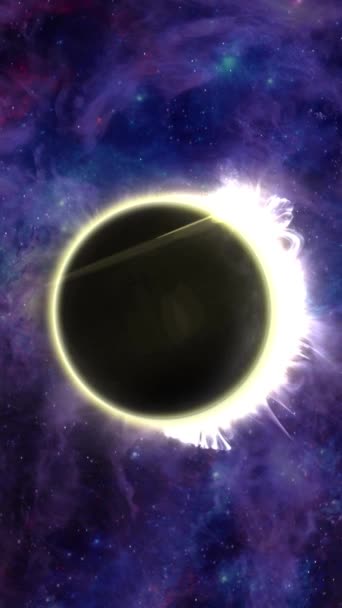 Vertical Eclipse Purple Space Solar Flares Menampilkan Matahari Dengan Semburan — Stok Video