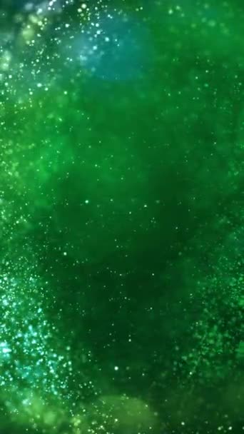 Vertical Gorgeous Green Living Partículas Antecedentes Loop Presenta Partículas Que — Vídeo de stock