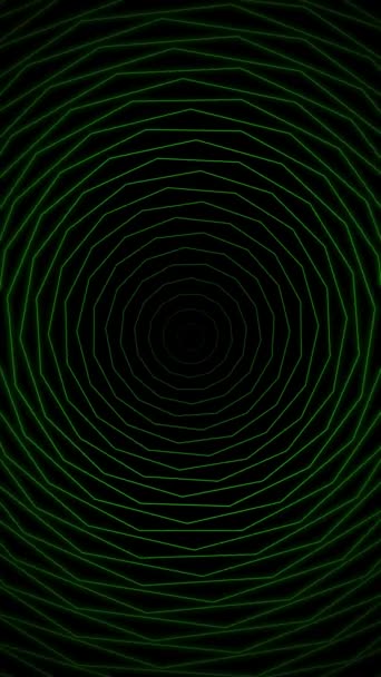 Vertical Green Kinky Circle Spin Loop Apresenta Linhas Sobrepostas Formando — Vídeo de Stock