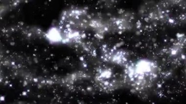 Gümüş Parıltılı Sıvı Bulutlar Arkaplan 4K Döngü Özellikleri Ekranda sıvı gibi parlayan parçacıklar Bir döngü içinde siyah bir arkaplan karşı.