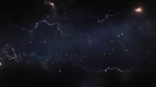 Space Lightning Tendrils Particles Loop Features View Flying Space Environment — Stock Video