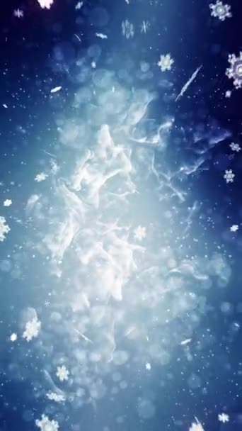 Svislé Modré Fraktální Sněhové Vločky Pozadí Smyčka Obsahuje Sněhové Vločky — Stock video