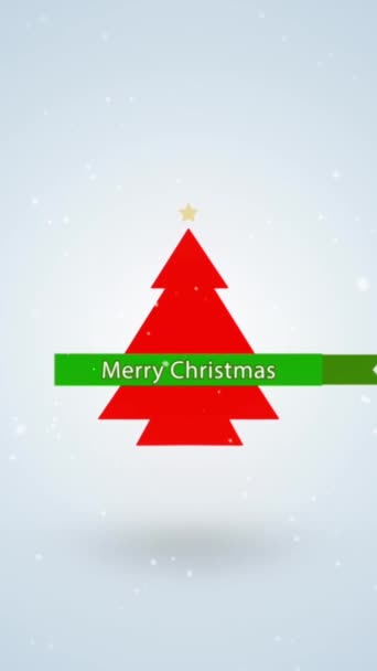 Árvore Natal Feliz Vertical Red Burst Text Loop Apresenta Uma — Vídeo de Stock
