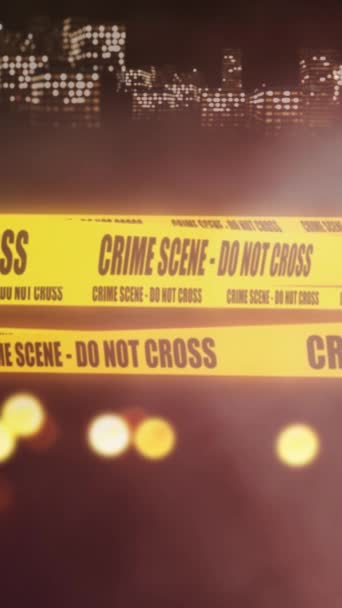Vertical Big City Crime Scene Police Tape Features Crime Scene — Vídeo de stock