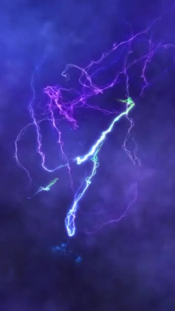 Rayos Verticales Púrpura Azul Nublado Ambiente Loop Cuenta Con Nubes — Vídeos de Stock