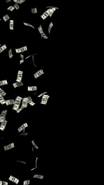 Vertical Money Flow Black Background Loop Διαθέτει Χρήματα Που Ρέουν — Αρχείο Βίντεο