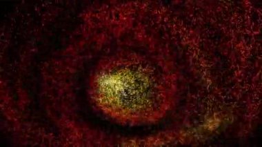Parçacık Girdabı Kırmızı ve Altın 4K döngüsü kırmızı ve sarı veya altın parçacıkları bir döngü içinde dönen.