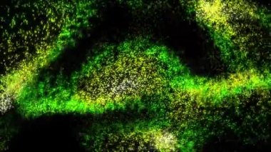 Yeşil Kireç Sarı Parçacık Dokunaçları 4K Döngü, siyah bir zemin üzerinde hareket eden ve hareket eden sarı parçacıklara gradyan yeşili içerir..