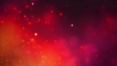 Kırmızı Parçacık Bulutu Yükselen 4K döngüsü, koyu kırmızı bir atmosferde hızla yüzen ışık ve parçacıkları içerir..