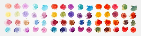 Pinsel Aquarell Spritzt Set Von Aquarellflecken Farbflecken Voller Farbe Pastellfarbe — Stockvektor