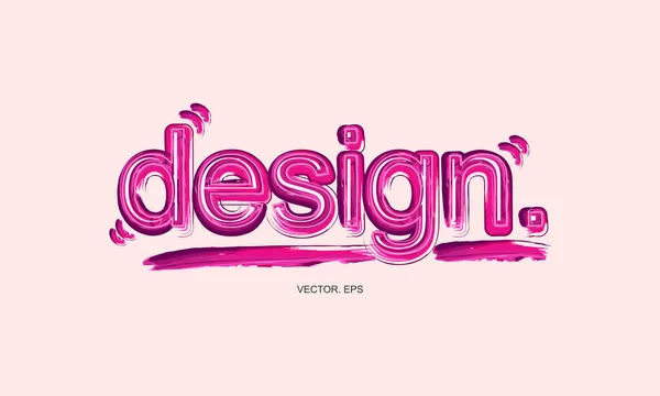 Vettore Font Stilizzato Moderno Pennello Rosa Testo Design Con Viola — Vettoriale Stock