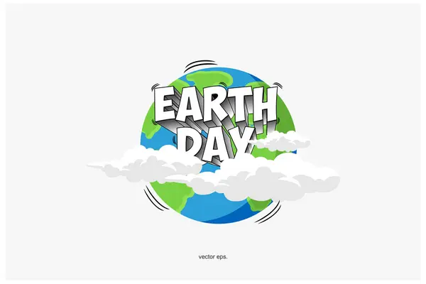 April Background Banner Bio Card Cartoon Concept Design Earth Day — Stock Vector