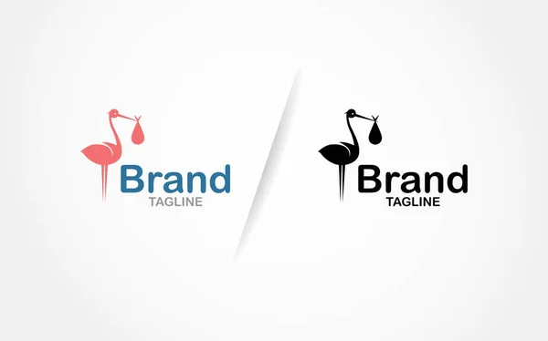 Ürünleriniz ve hizmetleriniz için uygun bir leylek ve bebek taşıyıcı logosu.