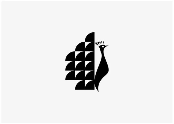 Logotipo Vetor Pavão Com Uma Silhueta Preta Moderna Perfeita Para — Vetor de Stock
