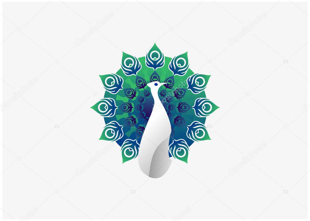Peacock blue and green logo vector illustration abstract, usable for logo design