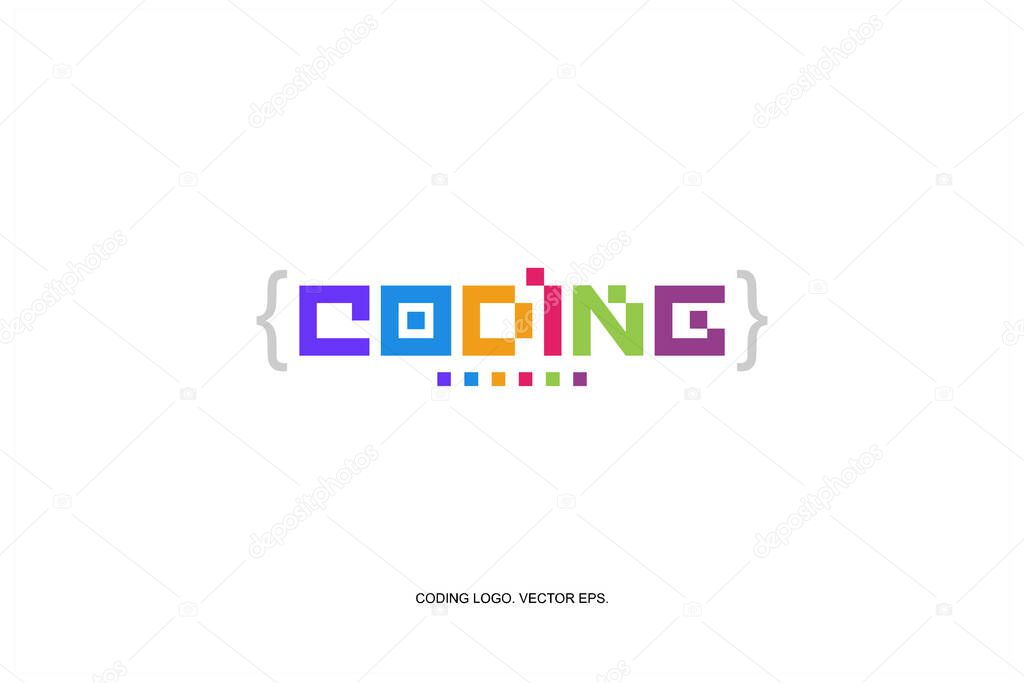 Logo coding vector colorful illustration. Digital code logo, code icon, kids coding. coding. programmer logo icon vector
