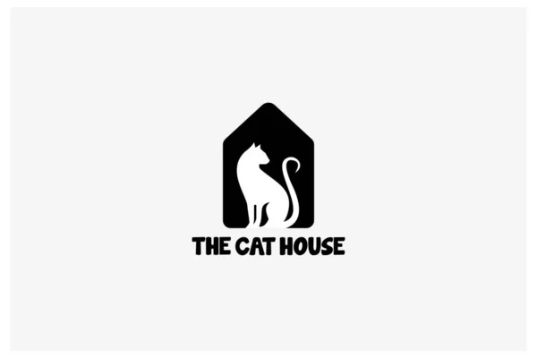 kedi evi ve veteriner kliniği vektör illüstrasyon logosu, logo ve iş illüstrasyonunuz için uygun.