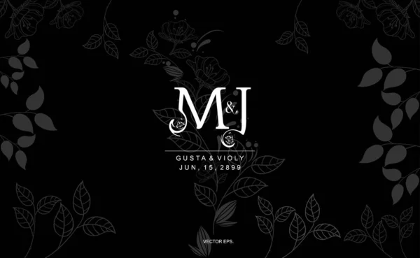 M J MJ güzellik vektörü ilk logosu, düğün monogramı koleksiyonu, Davetiye kartları için Modern Minimalist ve Çiçek şablonları, Tarihi Kaydet, Logo kimliği restoran, butik, vektör içinde kafe