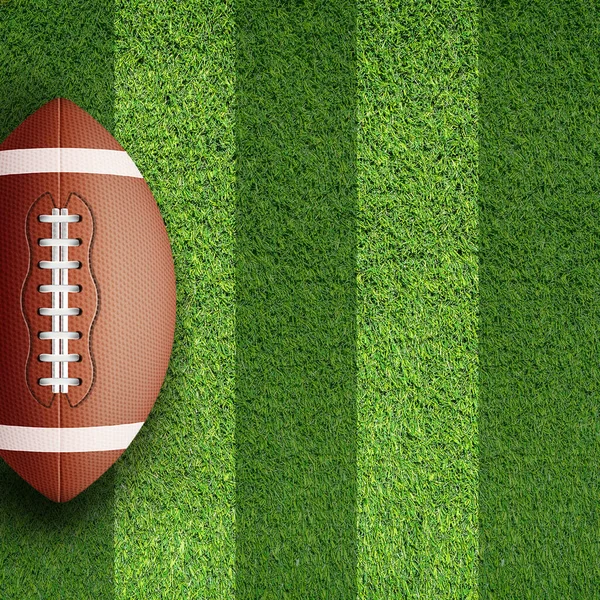 美式足球草地上的球 3D图解超级碗背景特殊色彩深绿色 — 图库照片