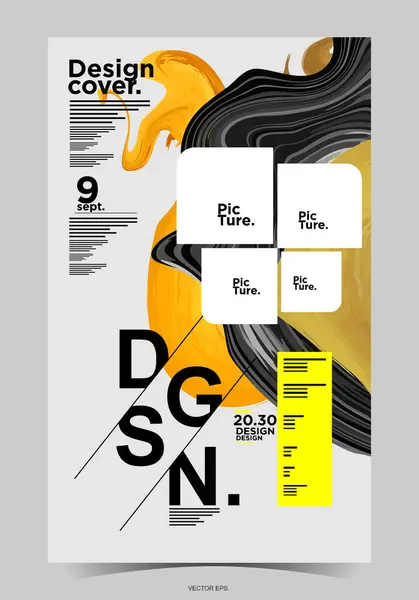 poster soyut tasarım vektör seti. Kapak kitabı sunumunda soyut sıvı ve fırça grafikli çember şekli. Minimum broşür düzeni ve modern raporlama iş ilanları poster şablonu, yıllık.