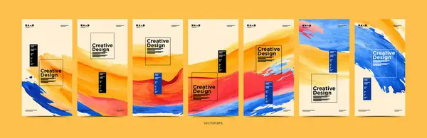 Banners Design Vector Set Cover Poster Abstract Brush Abstract Banner — Archivo Imágenes Vectoriales