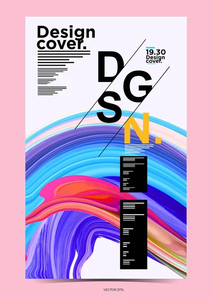 poster soyut tasarım vektör seti. Kapak kitabı sunumunda soyut sıvı ve fırça grafikli çember şekli. Minimum broşür düzeni ve modern raporlama iş ilanları poster şablonu, yıllık.