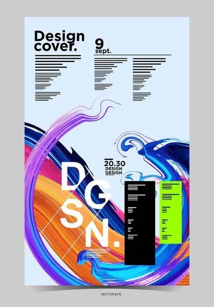 poster soyut tasarım vektör seti. Kapak kitabı sunumunda soyut sıvı ve fırça grafikli çember şekli. Minimum broşür düzeni ve modern raporlama iş ilanları poster şablonu, yıllık.