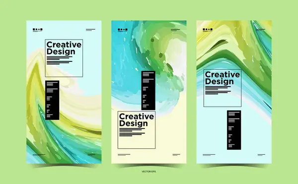 Banners Ontwerp Aquarel Vector Set Cover Poster Abstracte Borstel Abstracte — Stockvector
