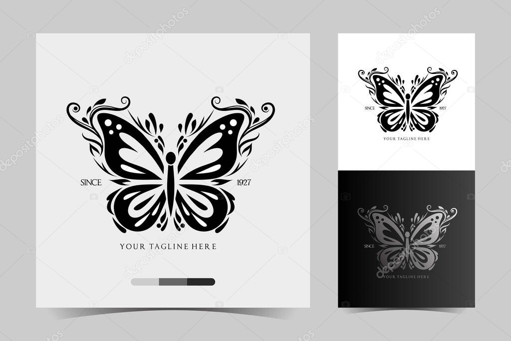 Butterfly logo. Luxury line logotype design. Vector illustration, Universal butterfly symbol logotype.