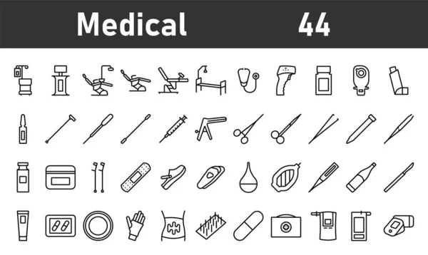 Gezondheid Geneeskunde Lijn Pictogrammen Collectie Iconen Verpakking — Stockfoto