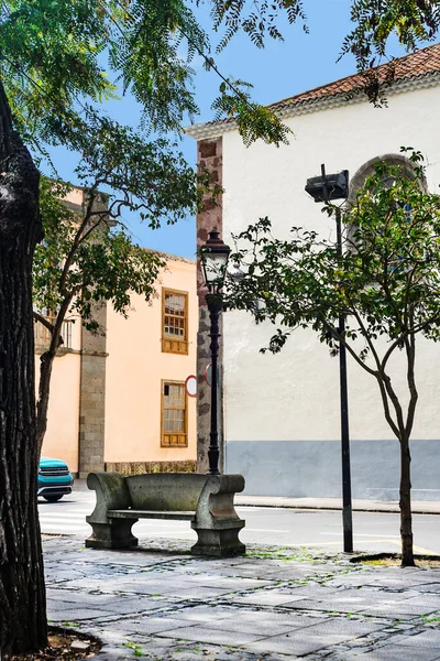 Old Bench Lamppost Square Laguna Tenerife Canary Islands Spain — Stock Photo, Image