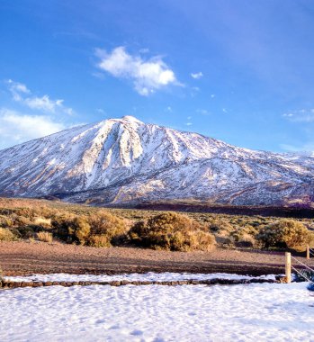 Kış manzara Volcan Teide Milli Parkı, Tenerife, Kanarya Adaları, İspanya