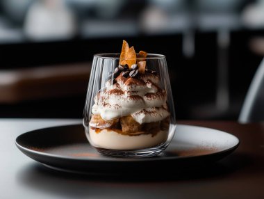 Şeffaf Camlı Modern Tiramisu Kakao ve Kahve Fasulyesi