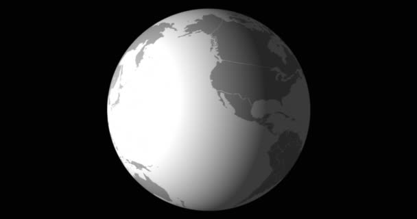 Видео День Земли Планета Земля Движется Карта Мира Черном Фоне — стоковое видео
