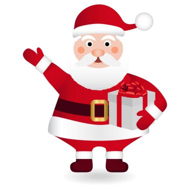 Komik Noel Baba. Mutlu Noeller ve mutlu yıllar tebrik kartı. Vektör illüstrasyonu