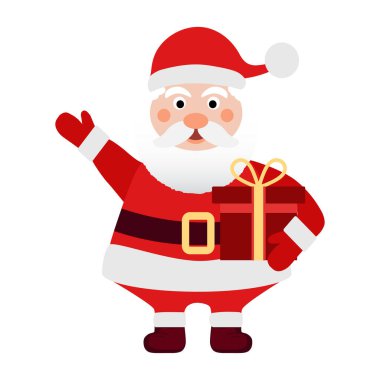 Komik Noel Baba. Mutlu Noeller ve mutlu yıllar tebrik kartı. Vektör illüstrasyonu