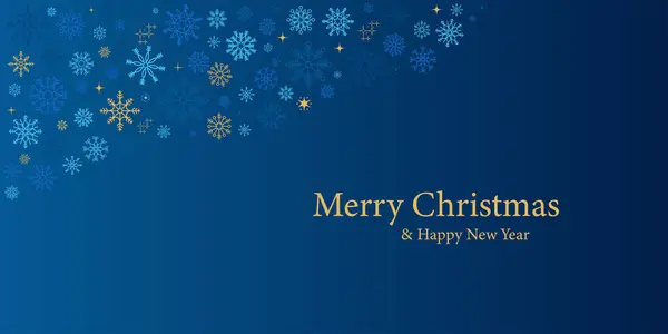 Kış ve Noel arka planında kar taneleri. Tebrik kartı için Noel arkaplanı. Yeni yıl ve Noel tebrik kartı. Mavi arka plan. Vektör illüstrasyonu
