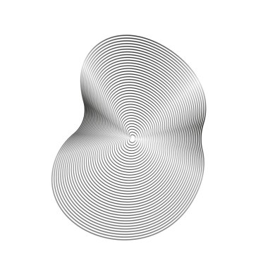 Akan çizgiler dalgalanıyor. Yarı renkte. Beyaz arkaplanda yarım ton eğri şekil. 3 boyutlu vektör dalga deseni. Vektör illüstrasyonu.