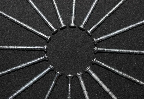 Möbelschraube Vorhanden Unterbrochene Gewindekreuzbolzen Form Einer Sonne Mit Strahlen Detailliertes — Stockfoto