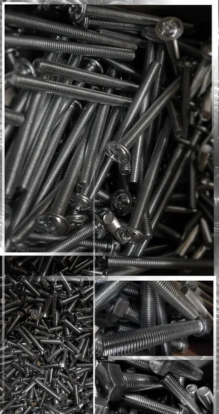 Set Variety Connected Bolts Detailed Vertical Illustration Frames — Stock Photo, Image
