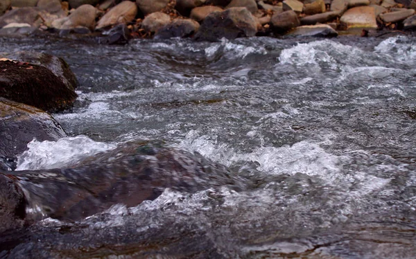 Agua Salvaje Río Que Rompe Entre Las Orillas Rocosas —  Fotos de Stock