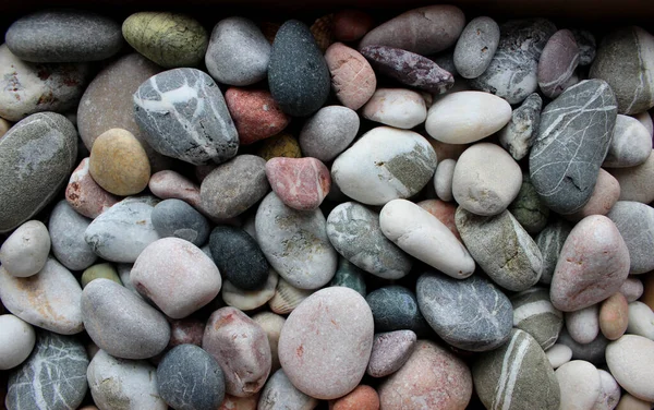 Piedras Guijarro Coloreadas Con Venas Cuarzo Textura Fondo Vista Superior —  Fotos de Stock
