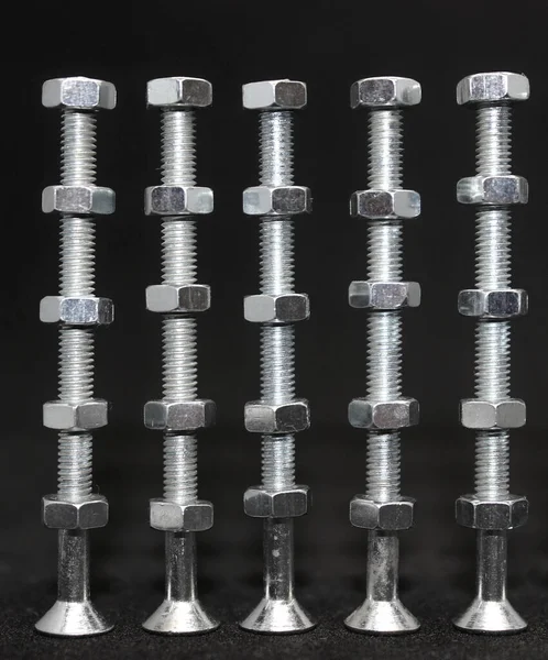Sucts Bolts Isolated Black Stock Photo Vertical Background — 스톡 사진