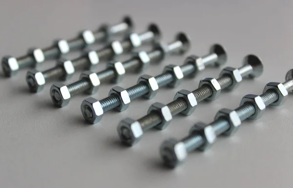 Hex Nuts Threaded Hex Bolts Angle View Soft Focus Stock — 스톡 사진