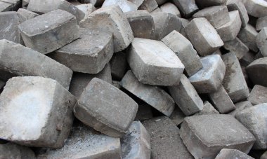 Gri Kare Çimento Yığını Tuğla Döşeme Arkaplanı