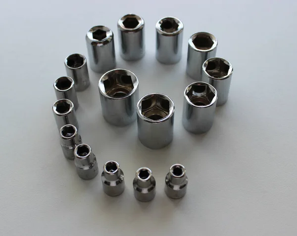 Metal Socket Wrench Bits In A Size Comparison Square Stock Photo