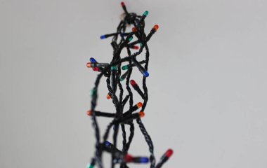 Küçük Renkli Ampullerle Çelenk Kapalı Stok Fotoğrafı