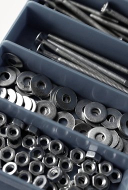 Fındık, cıvata ve çamaşır makineleri için bölümleri olan gri plastik vida kutusu 